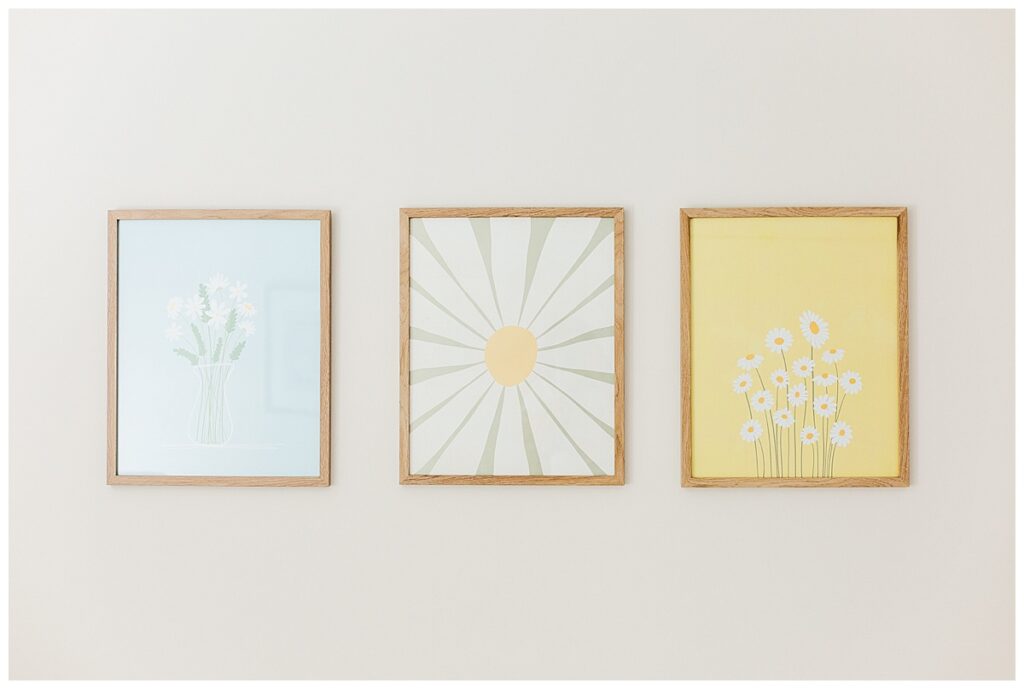 Three digital images of flowers in a newborn nursery.