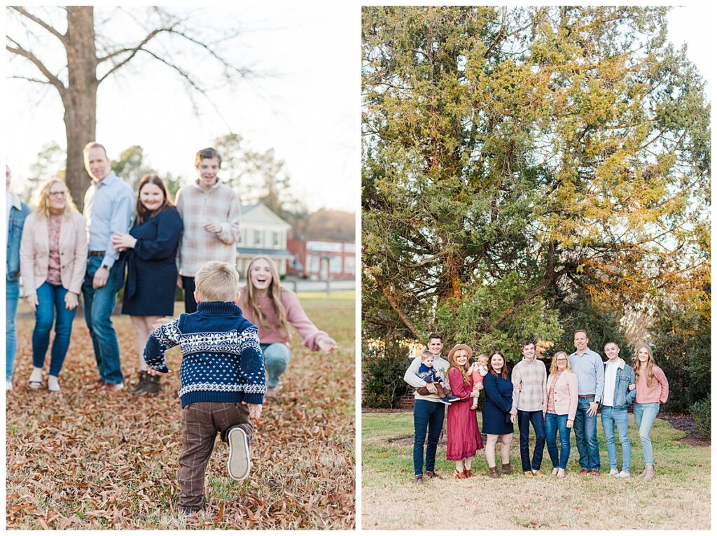 Extended family portraits at Hanover Historic Courthouse.