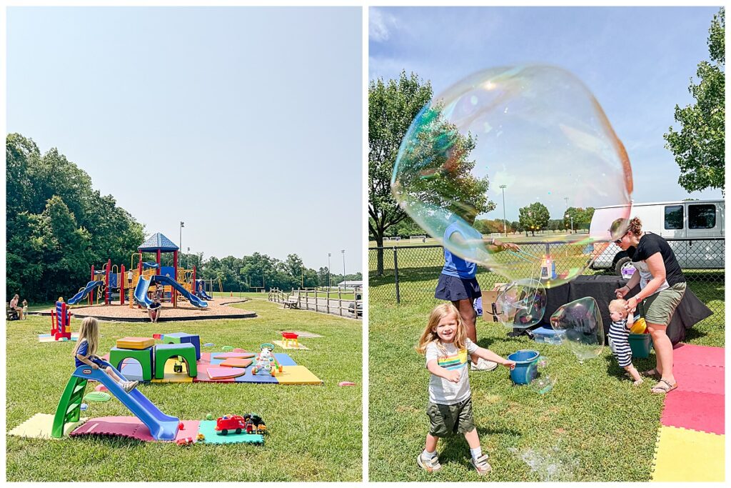 Kids play outside at a free Hanover Parks and Recreation activity.