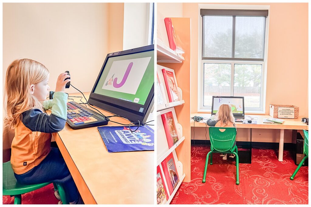 A child playing computer games at a Hanover Library